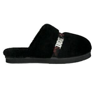 Authentic UGG Dalla Plaid black sheepskin slip on comfy slippers in box Size 10